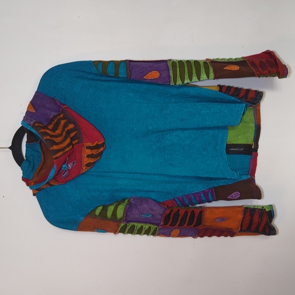 India Boutique Colorful Embroidered Full-Zip Hooded Sweatshirt Women's Size M - Picture 2 of 5